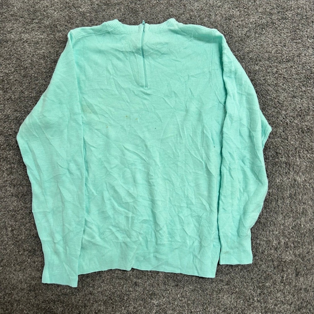 Melville Sweater Womens Size 40 Mint Green Knit Back Zip Long Sleeve USA Made